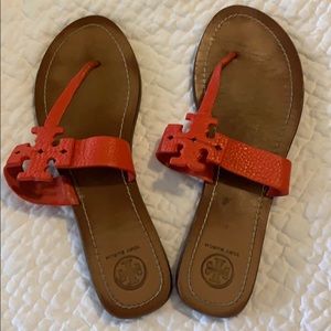 Tory Burch red/orange leather sandal
